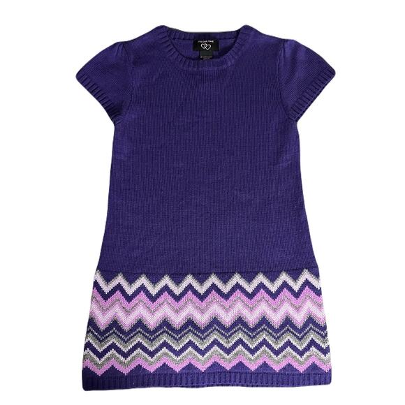 Its Our Time Kids Zig Zag Stripe Sweater Dress Girls Size Medium 10/12 - Picture 1 of 4